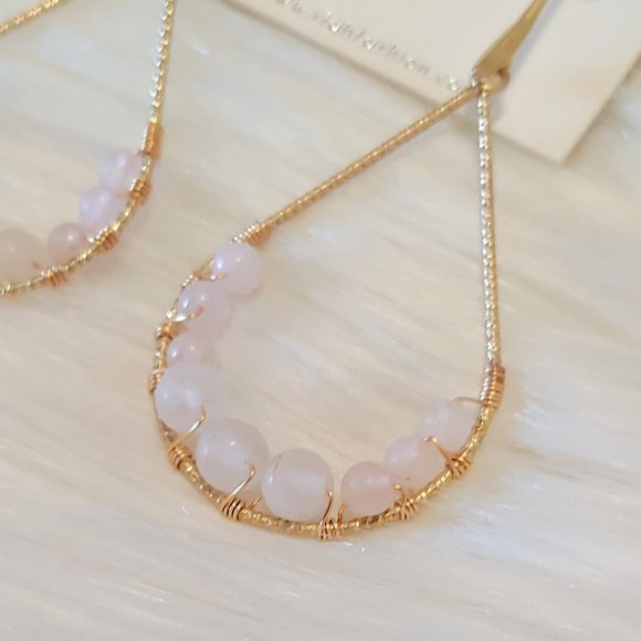 Natural Stone & Gold Teardrop Earrings - Picture 7 of 8